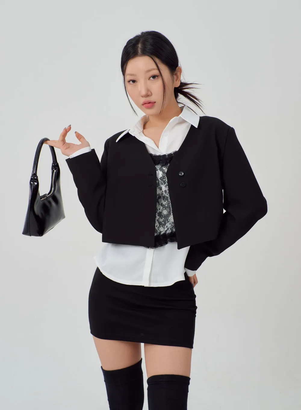 V-Neck Cropped Jacket IM316