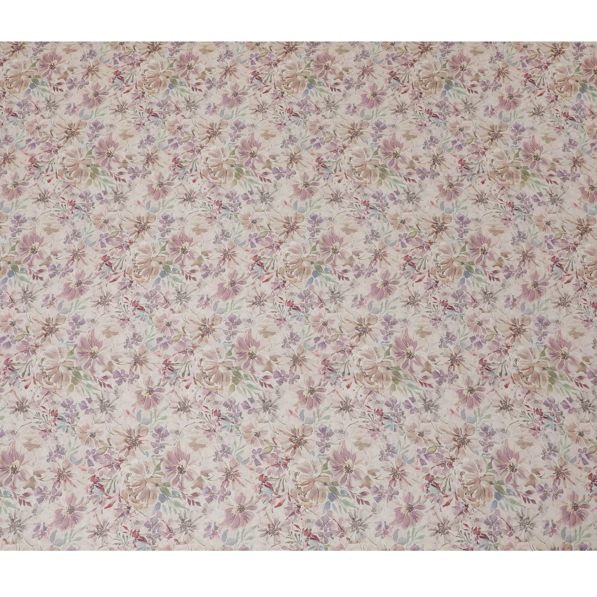 Vintage Bouquet Viscose Crepe Fabric - 110cm Wide, Pastel Floral Elegance, Online Purchase-D18111