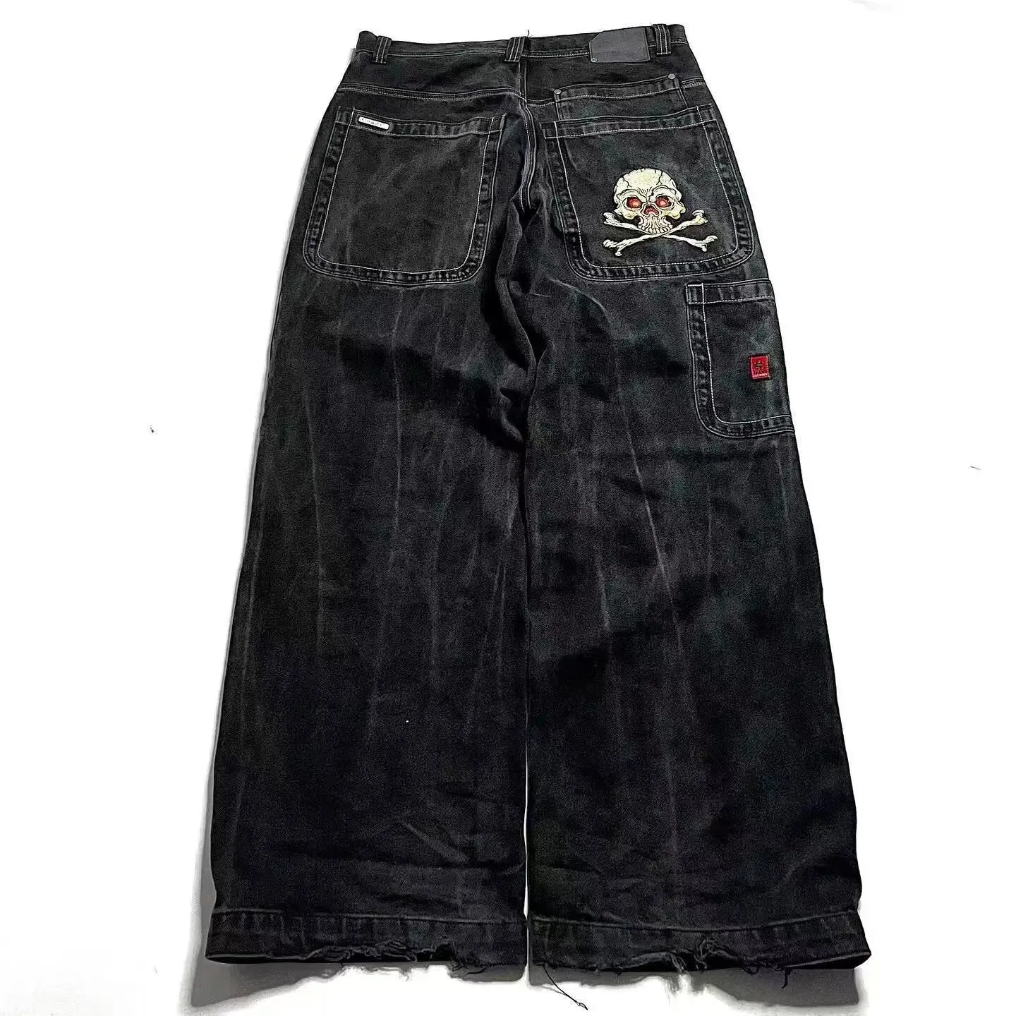 Wenkouban 90s Harajuku style streetwear Loose Jeans Men's and Women's Vintage Embroidered Hip Hop Gothic Streetwear Jeans