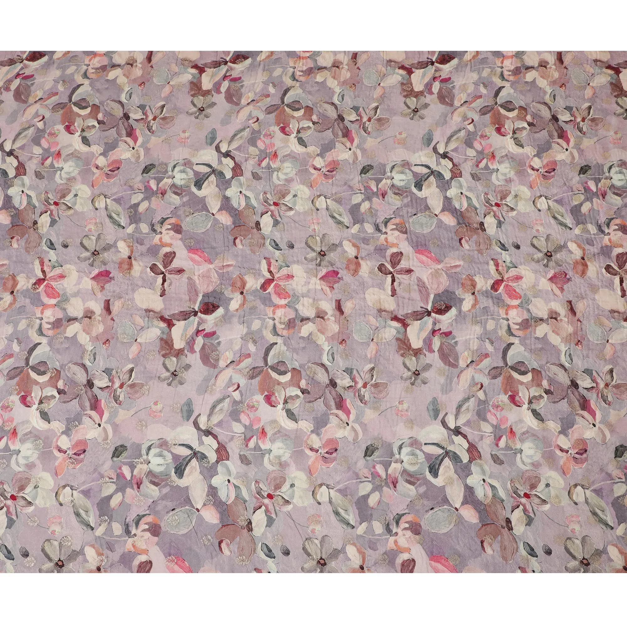 Whimsical Watercolor Floral Viscose Crepe Fabric, 110cm Wide â€“ Soft Pastel Elegance-D18403