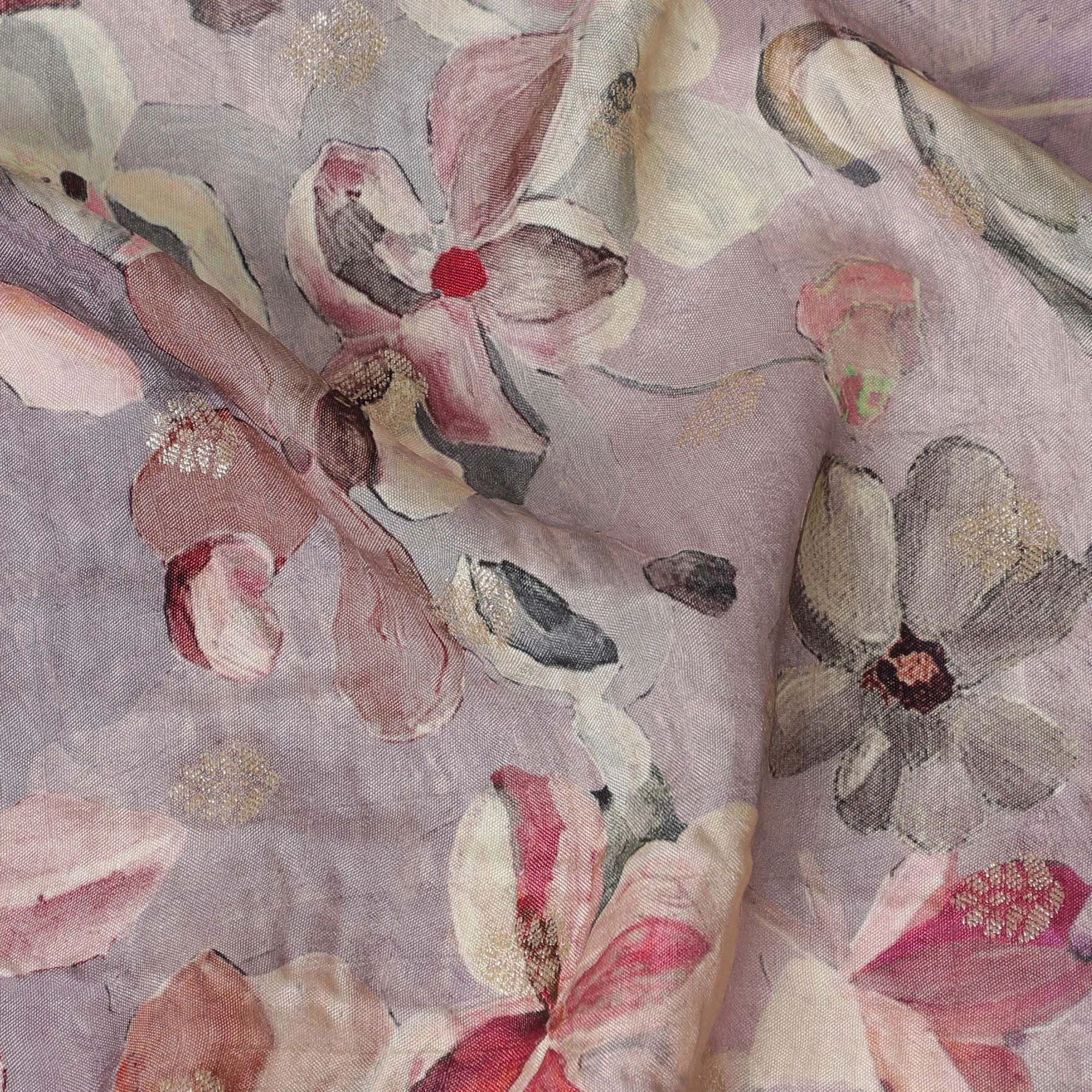 Whimsical Watercolor Floral Viscose Crepe Fabric, 110cm Wide â€“ Soft Pastel Elegance-D18403