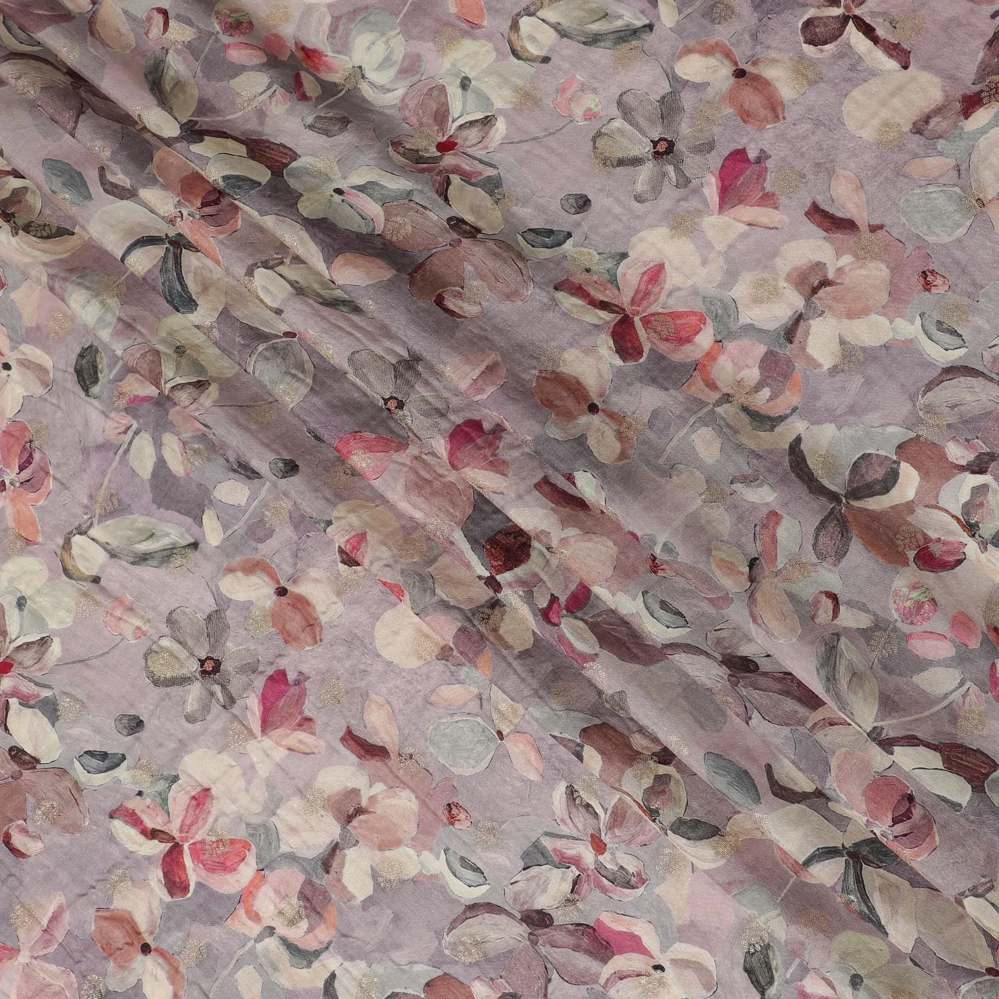 Whimsical Watercolor Floral Viscose Crepe Fabric, 110cm Wide â€“ Soft Pastel Elegance-D18403