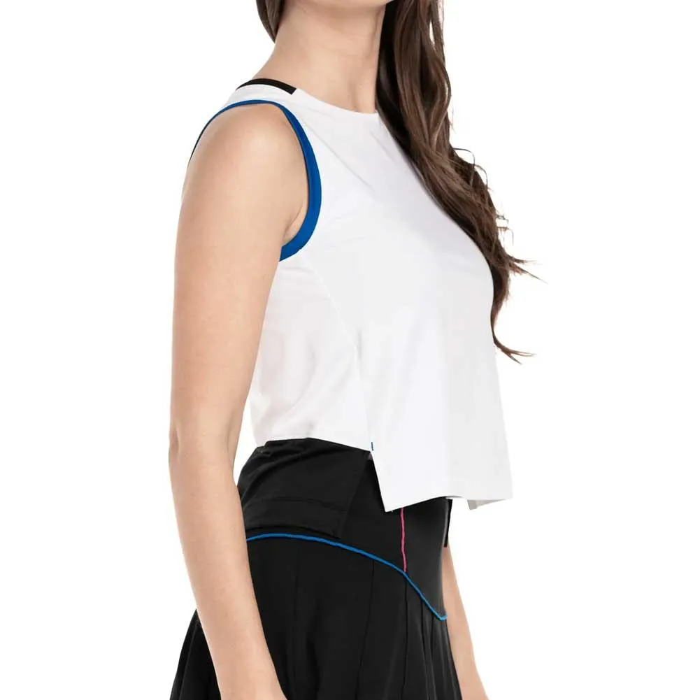 Women's Duel Crop Tennis Tank White and Black