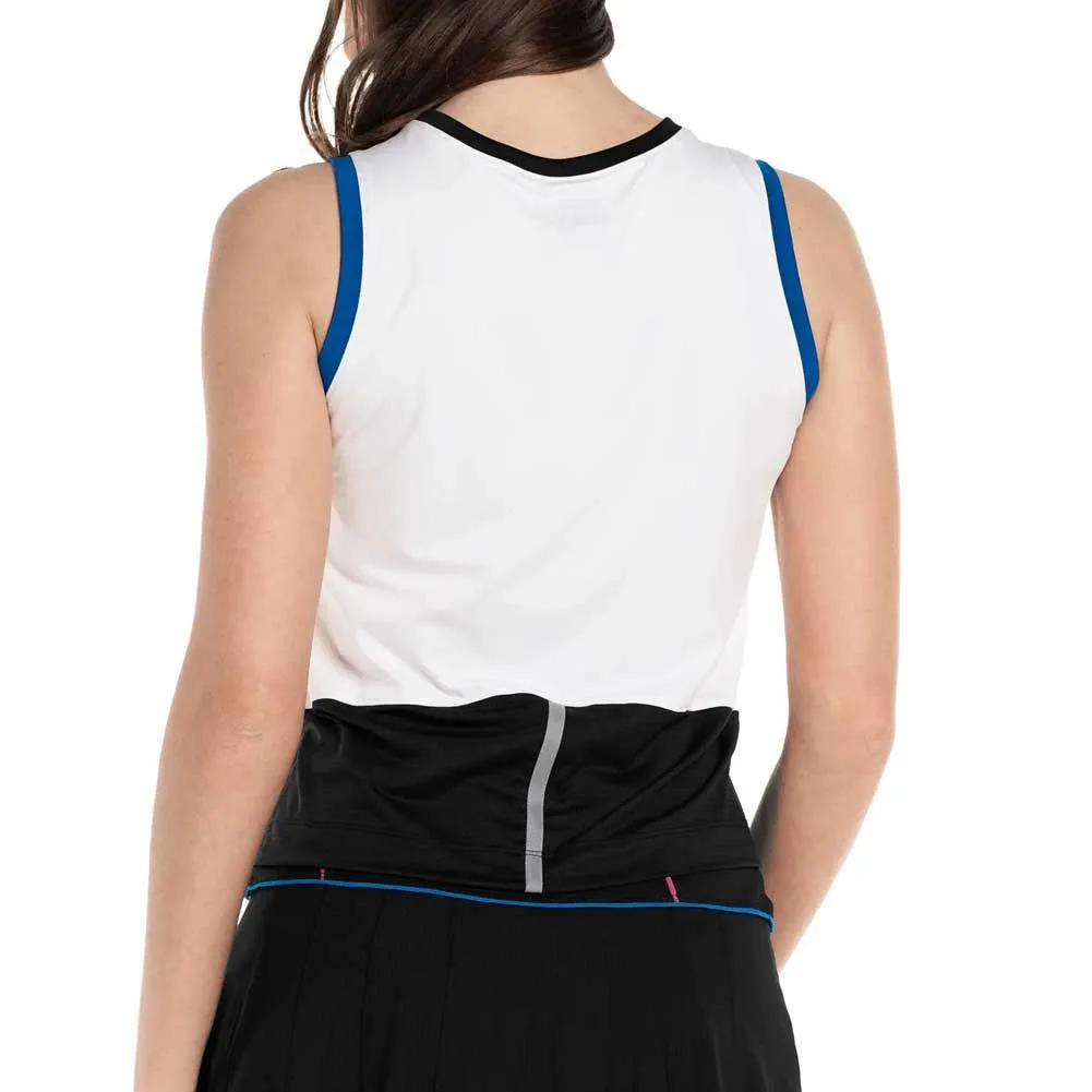 Women's Duel Crop Tennis Tank White and Black