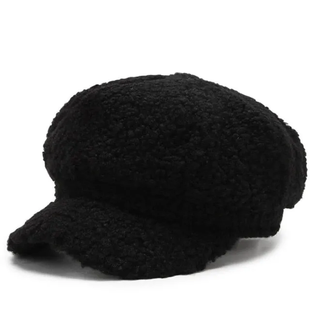 Women's Lamb Wool Baseball Cap Autumn and Winter Painter Cap