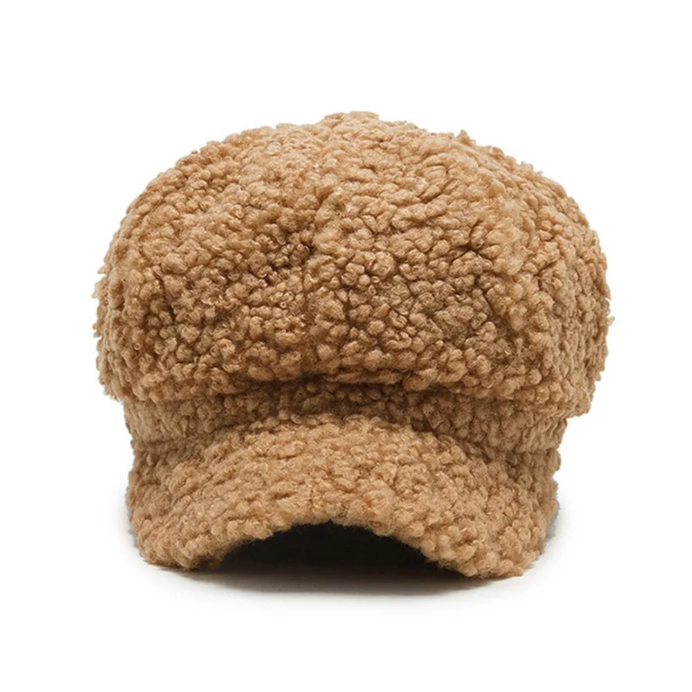 Women's Lamb Wool Baseball Cap Autumn and Winter Painter Cap