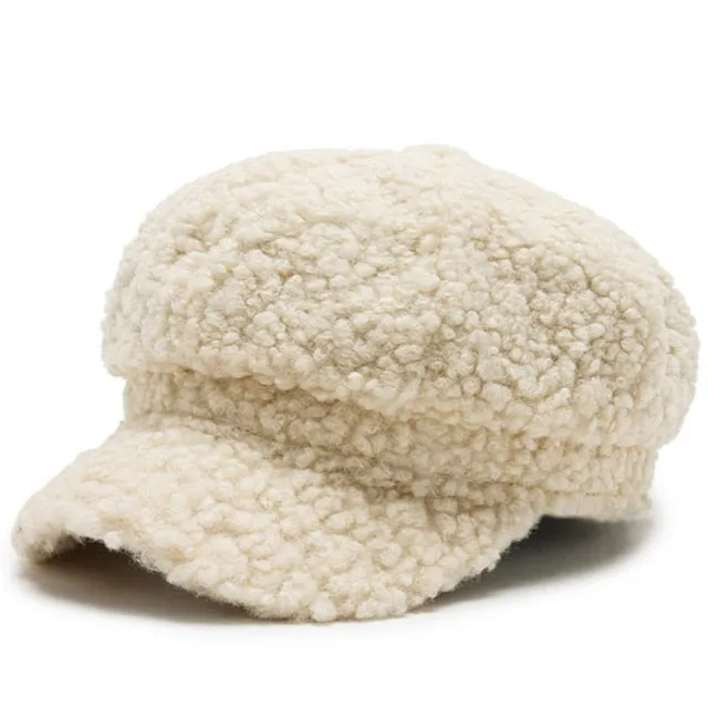 Women's Lamb Wool Baseball Cap Autumn and Winter Painter Cap