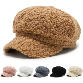 Women's Lamb Wool Baseball Cap Autumn and Winter Painter Cap