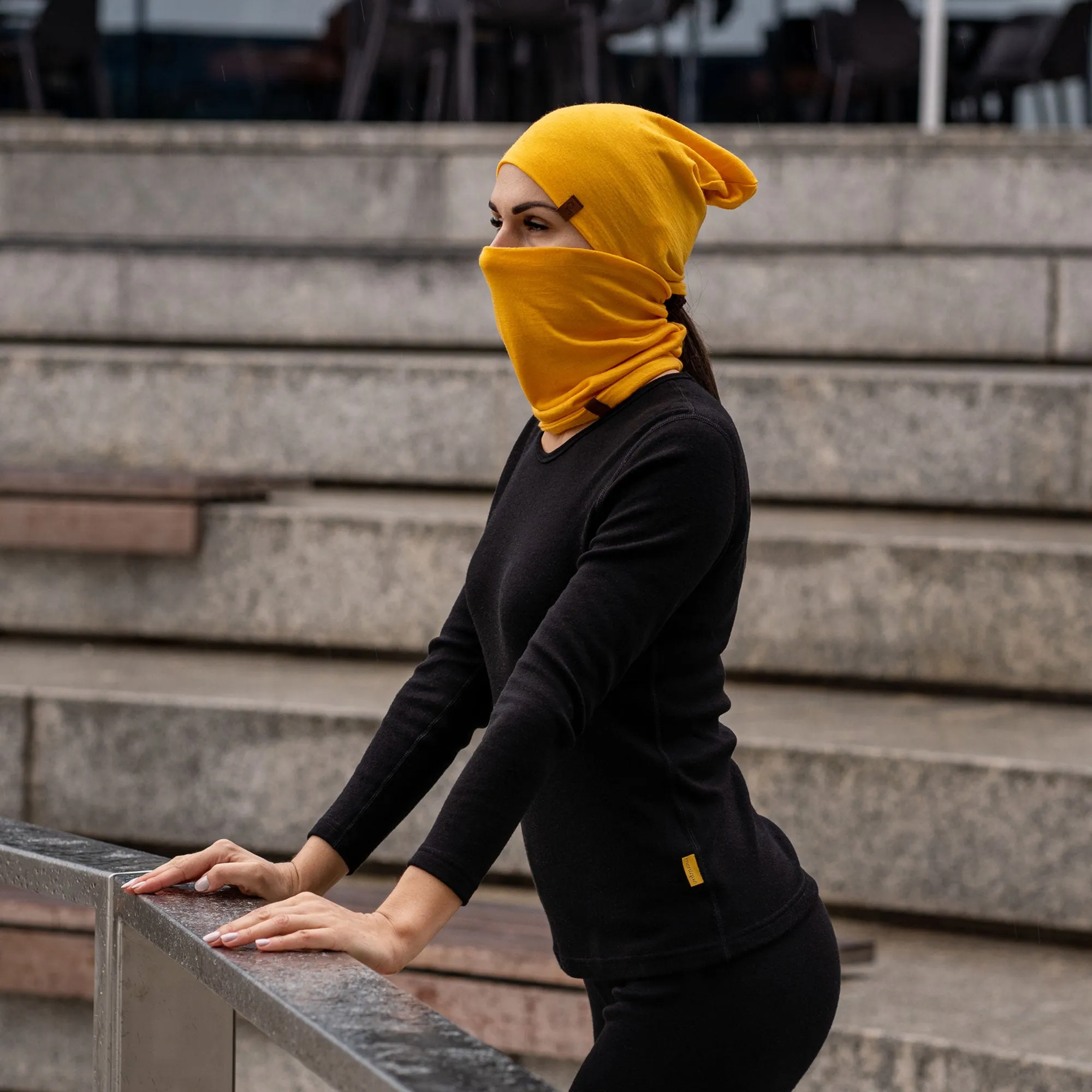 Women's Merino Beanie & Gaiter 2-Piece Mango Yellow