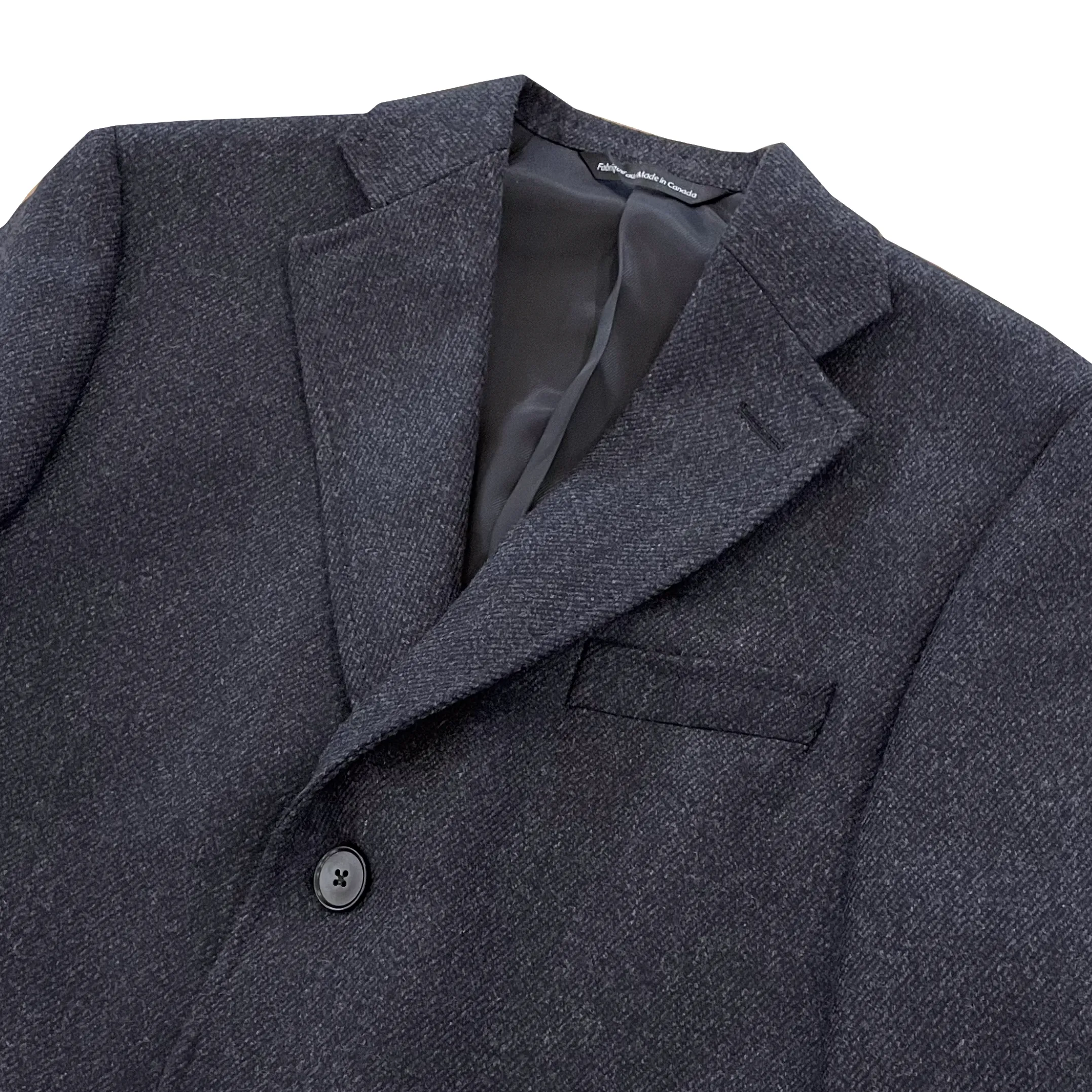 Wool Cashmere Charcoal Twill Overcoat