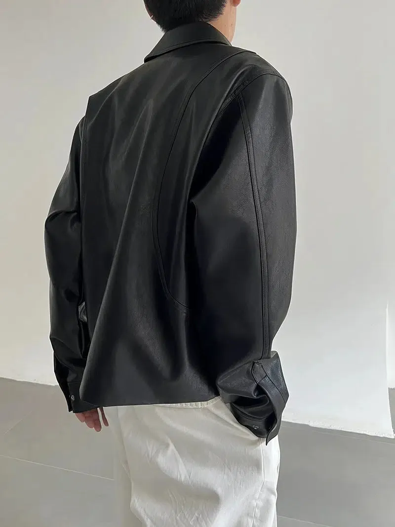 Zhou Sleek Stitched Moto PU Leather Jacket