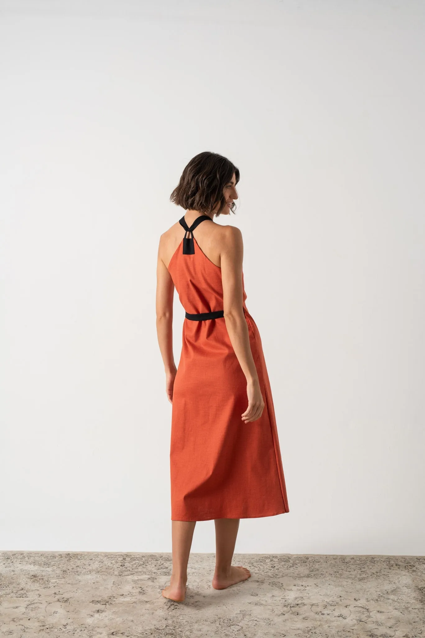 Zulu Linen Wrap Dress in Copper